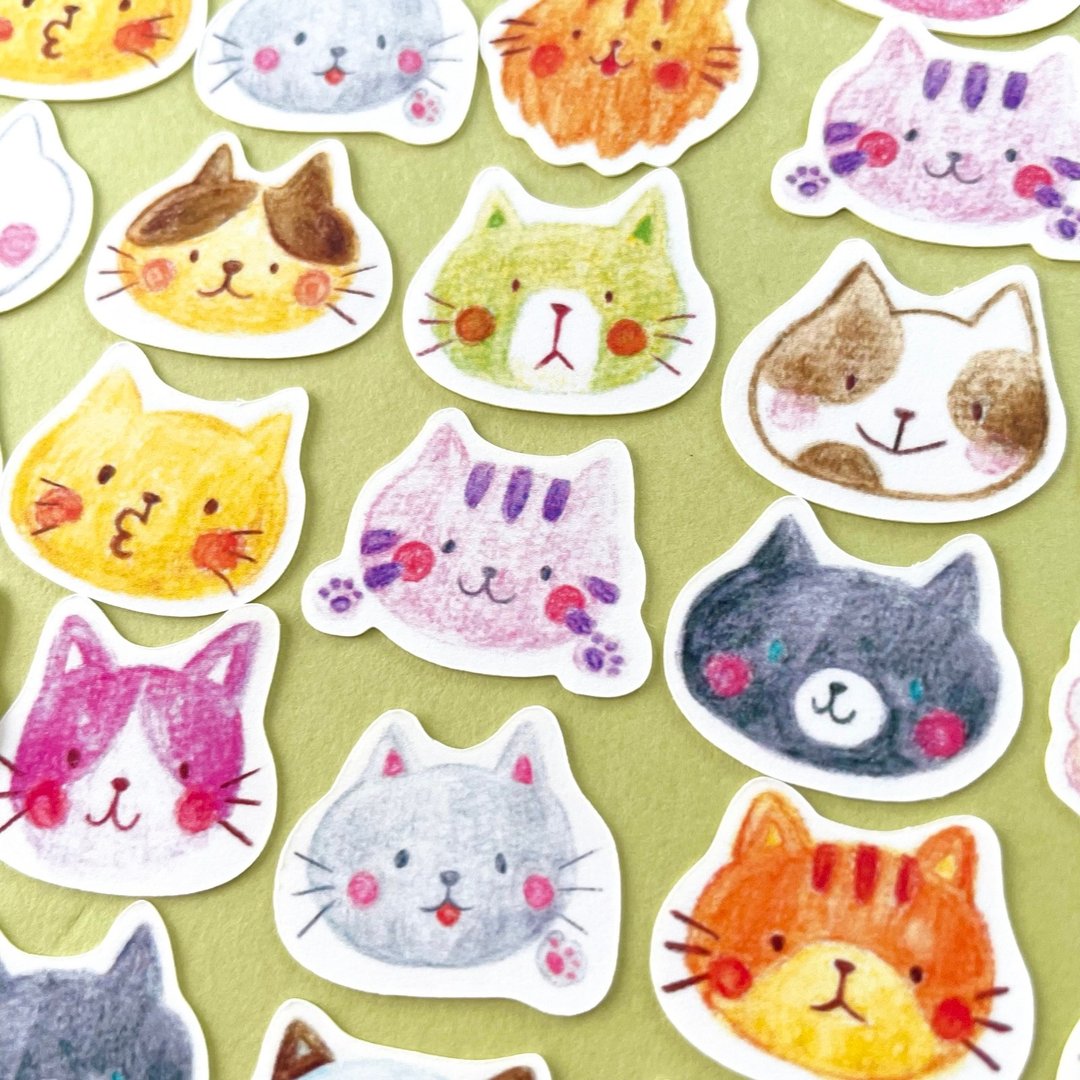 猫咪随意贴 (附明信片) - 贴纸 - 纸 多色