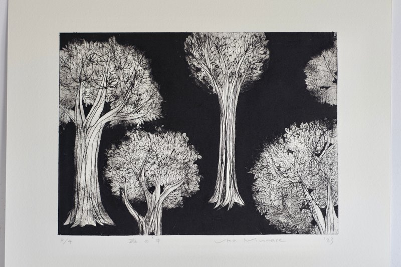 在树林里　版画　无框 - 画框/相框 - 棉．麻 蓝色