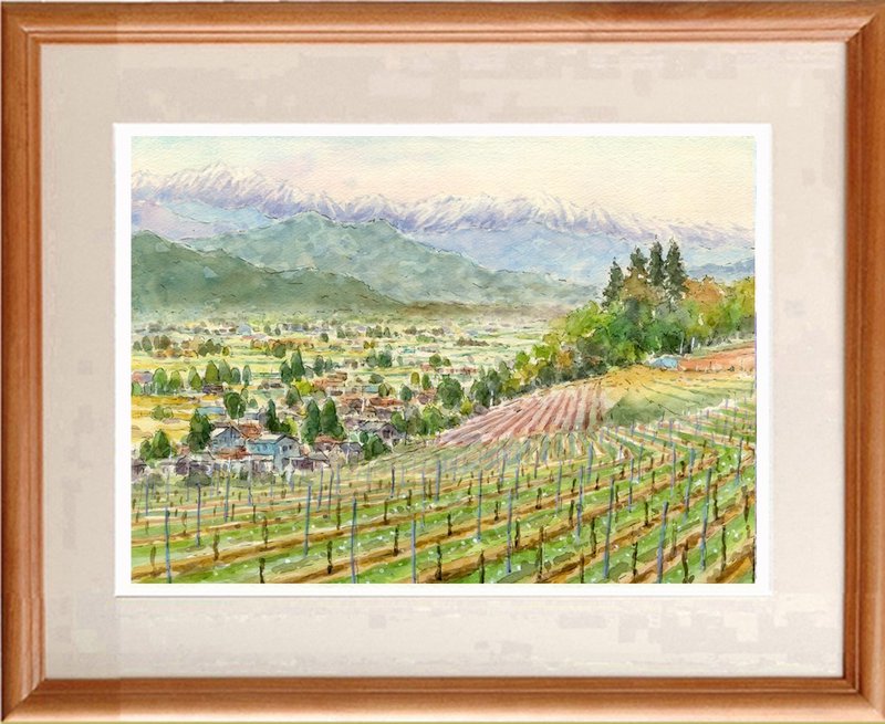 Original watercolor painting Azumino countryside - 海报/装饰画/版画 - 纸 