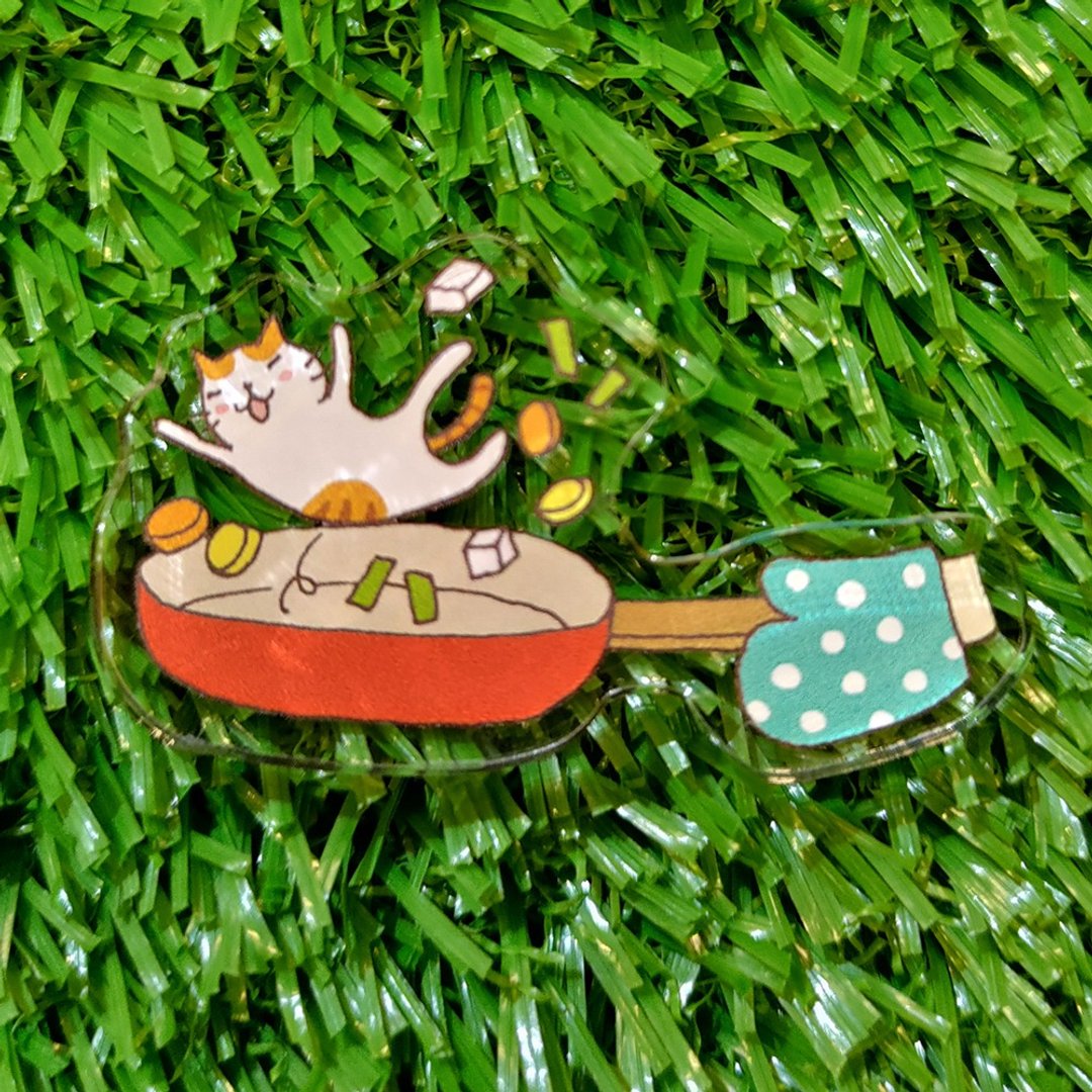 压克力磁铁-炒菜猫(插画家:猫小姐)(最长边5cm) - 冰箱贴/磁贴 - 压克力 