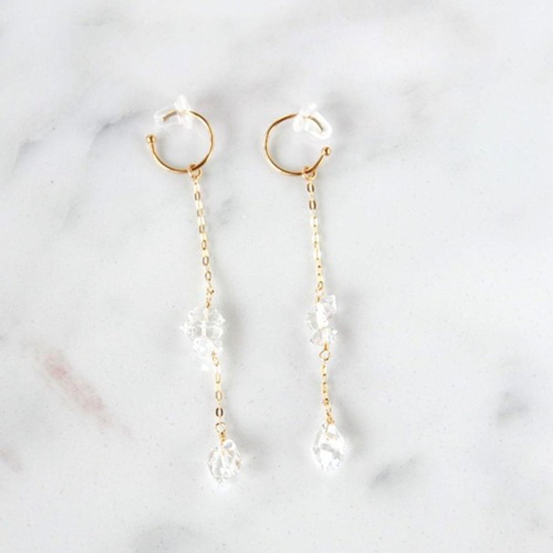 K10YG/ Herkimer diamond ear cuff (hoop) Clip-On - 耳环/耳夹 - 宝石 