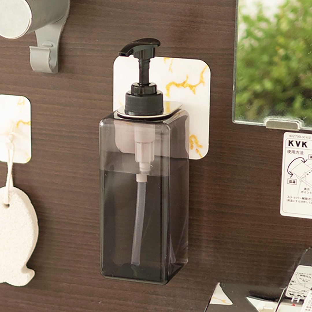Otel Magic Sticky Hook Pump bottle Holder Mable pattern Silver metal part - 卫浴用品 - 塑料 白色