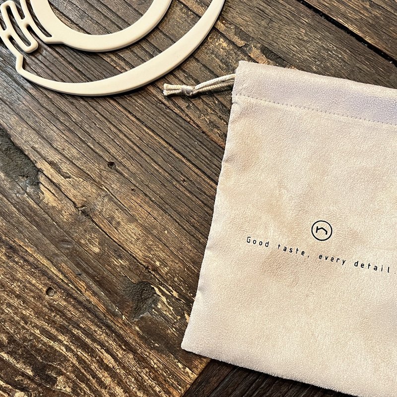 H h L【拎杯周边】仿麂皮绒 束口袋/收纳袋 杏色 - 束口袋双肩包 - 人造皮革 卡其色