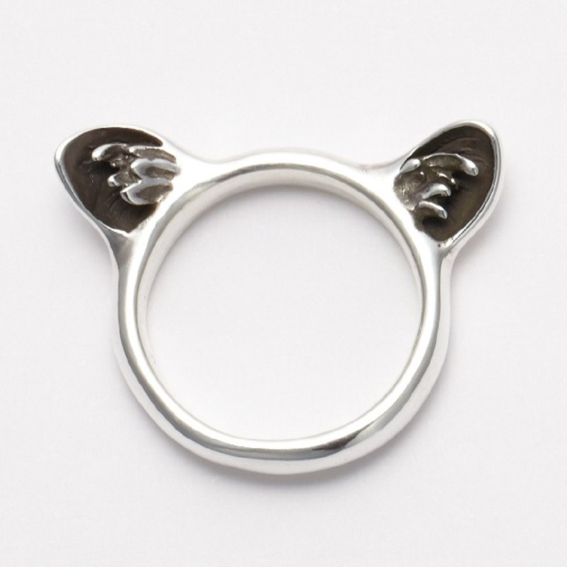 Ear hair fluffy cat ear ring / silver925 - 戒指 - 其他金属 银色