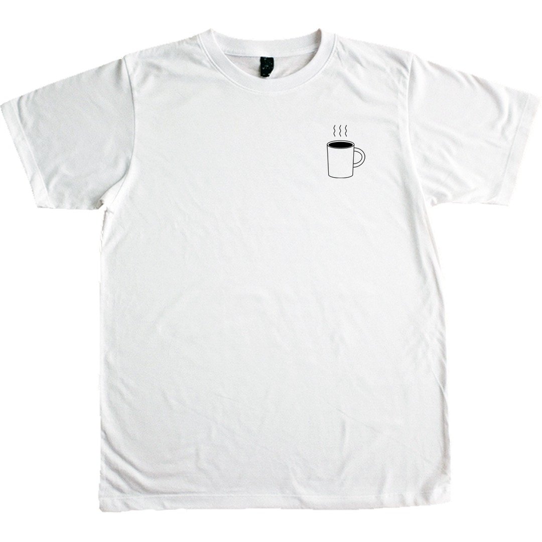 COFFEE MUG small printing short-sleeved unisex cotton t-shirt - 女装 T 恤 - 棉 白色