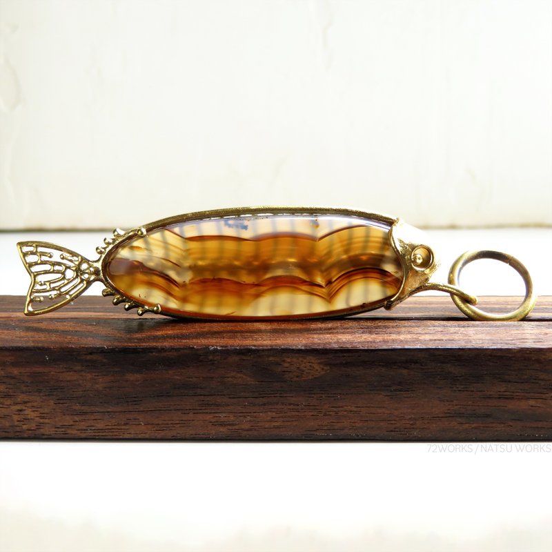Montana Agate Fish charms - 吊饰 - 宝石 咖啡色