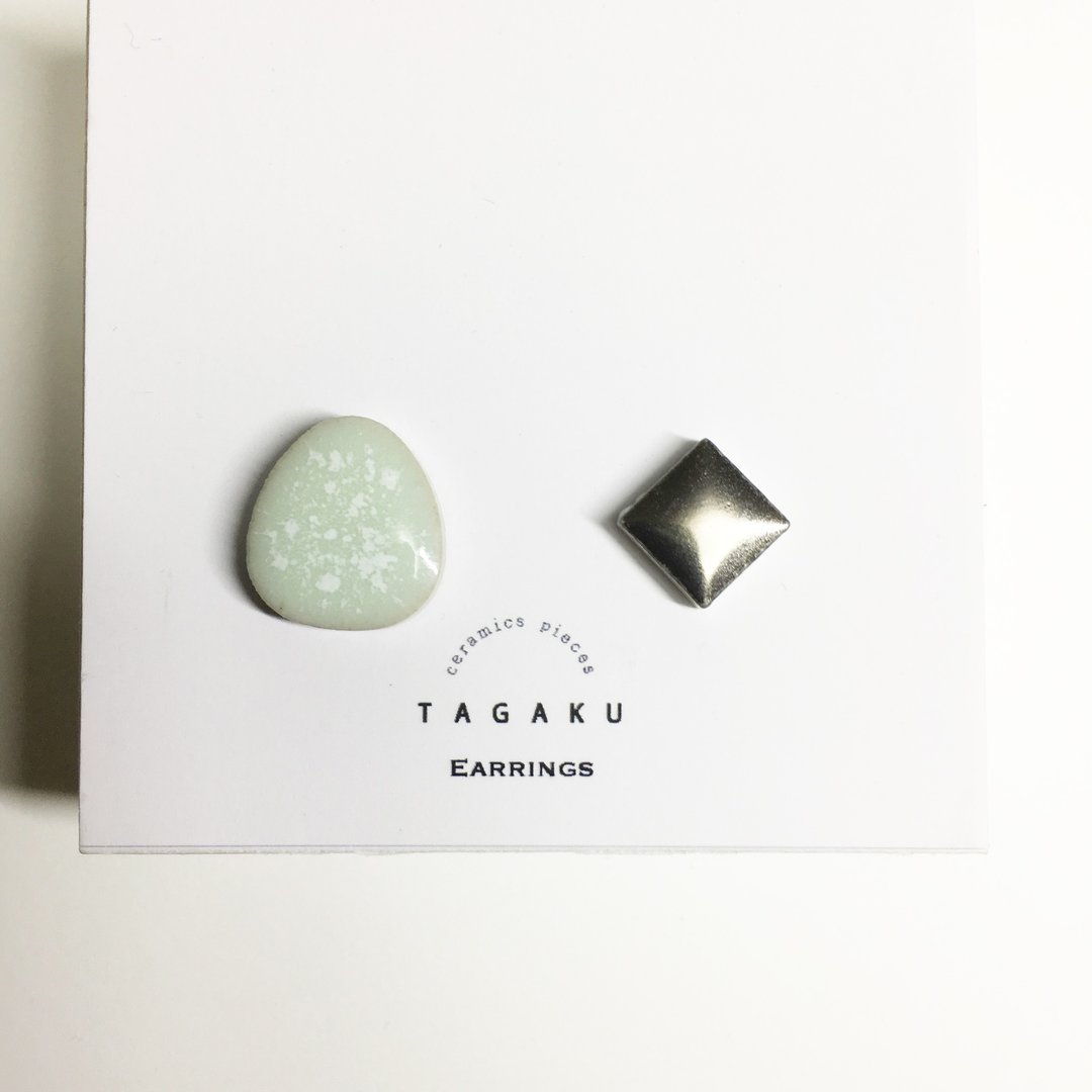 TP-26 Porcelain tile earrings - 耳环/耳夹 - 瓷 绿色