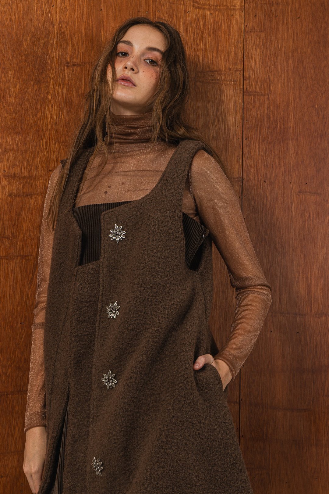 cashmere vest dress jacket 羊绒背心洋装外套  brown 可可棕 - 女装休闲/机能外套 - 羊毛 咖啡色