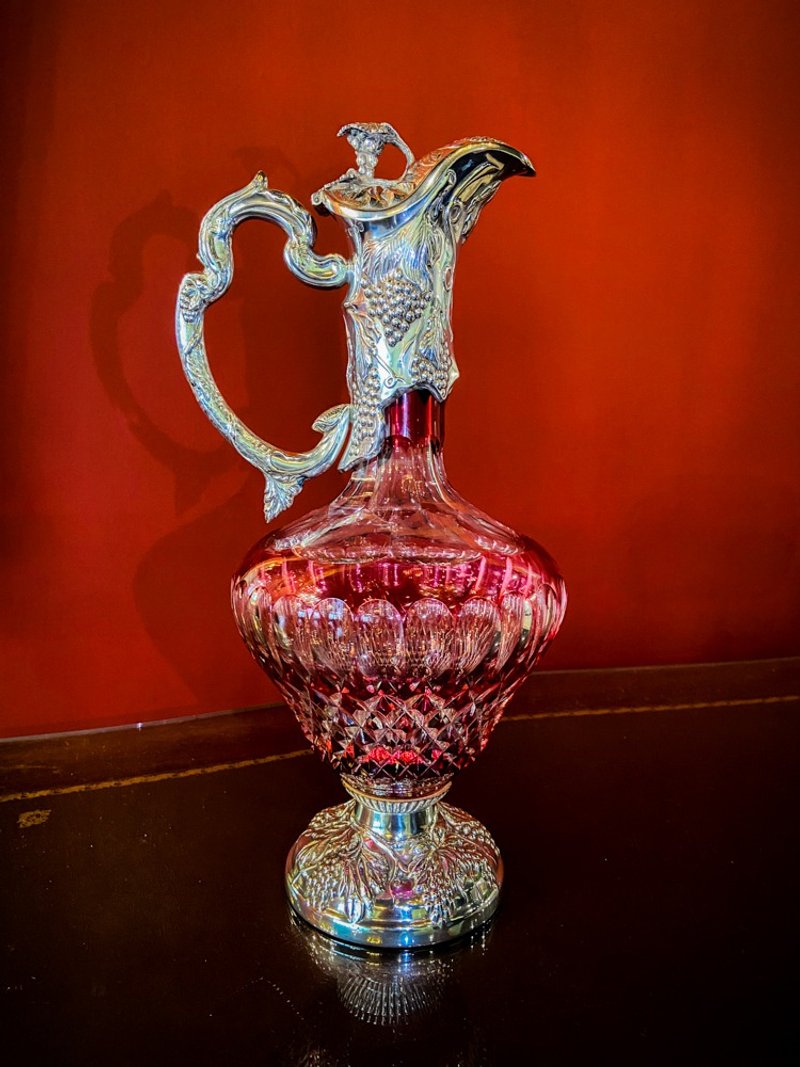 英国925纯银手工切割水晶酒器 - 水瓶/水壶 - 纯银 银色