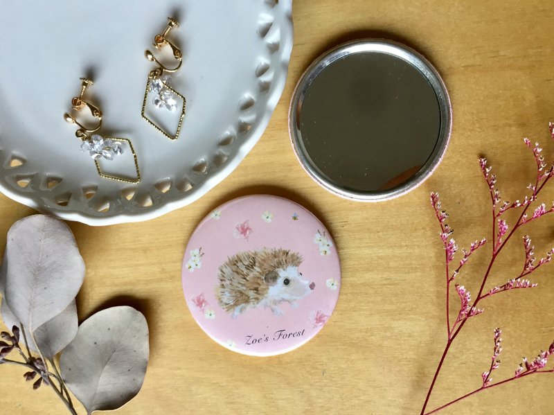 Zoe's forest 粉红刺猬随身镜 - 彩妆刷具/镜子/梳子 - 其他金属 粉红色