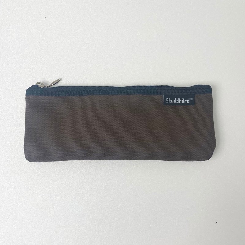 扁平笔袋 深棕色 - 铅笔盒/笔袋 - 棉．麻 咖啡色