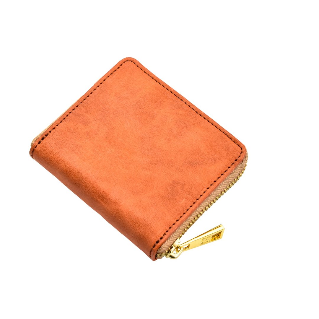 Horse Leather Mini Wallet Horse Leather Wallet Horse leather Compact Made in Japan Japan Orange JAW008 - 皮夹/钱包 - 真皮 绿色