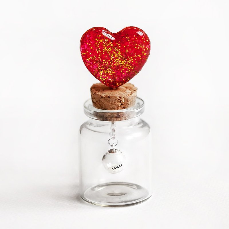 定制化刻字 心型瓶米雕瓶中瓶 宠物乳牙 胎毛小物 桌面摆饰 收纳 - 收纳用品 - 玻璃 红色