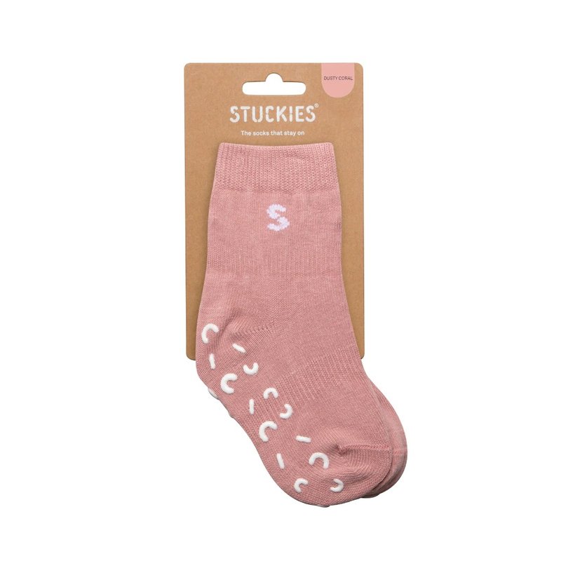 Stuckies - 婴儿防滑袜 - Dusty Coral - 婴儿袜子 - 棉．麻 