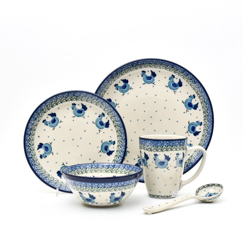 波兰手工陶圆盘5件组 - 盘子/餐盘/盘架 - 陶 