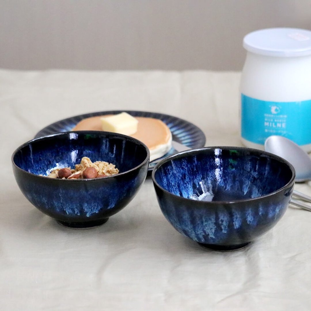 小石原烧, 小石原烧, 碗, 饭碗, 饭碗, 周山窑, 陶器, 餐具, NHK, - 碗 - 陶 蓝色