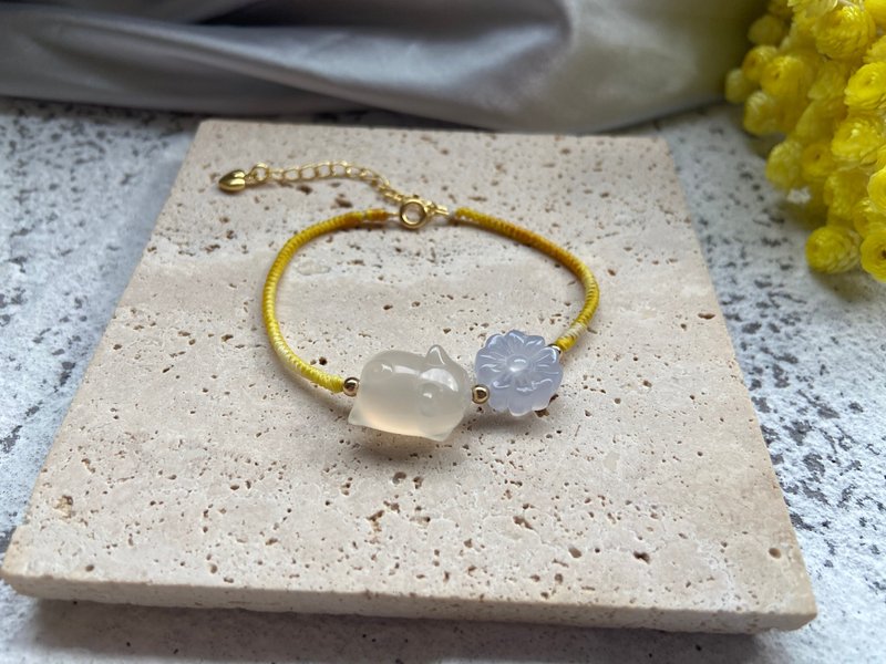 玛瑙小猫咪编织手绳 可订制 - 手链/手环 - 石头 