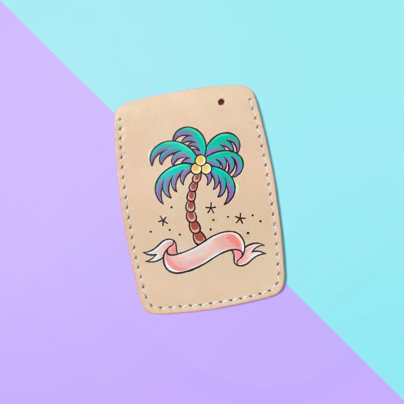 纹身图案手绘真皮卡套 (直款侧扣) - 证件套/卡套 - 真皮 多色