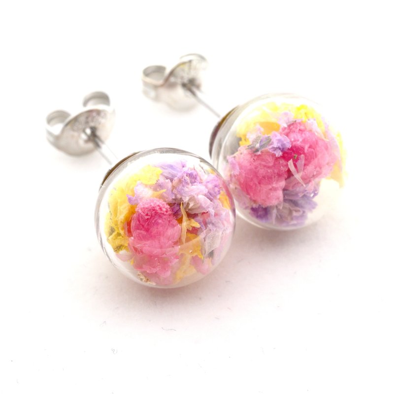爱家作- OMYWAY DIY 干花  玻璃球 耳针 耳环 耳勾 垂挂 耳夹 1cm - 耳环/耳夹 - 玻璃 