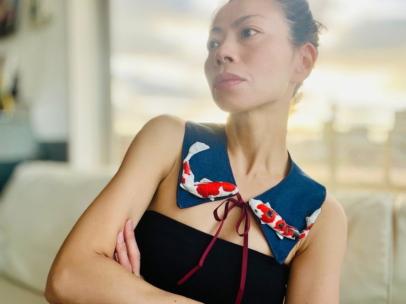 3D 饱满立体 鲤鱼恋恋 领饰 - 领结/领巾 - 棉．麻 黑色