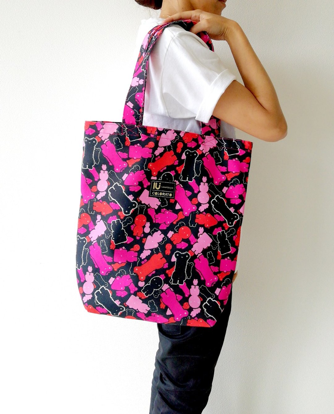NEW Lu original pattern 2019  Tote bag  Amore e Odio - 手提包/手提袋 - 棉 粉红色