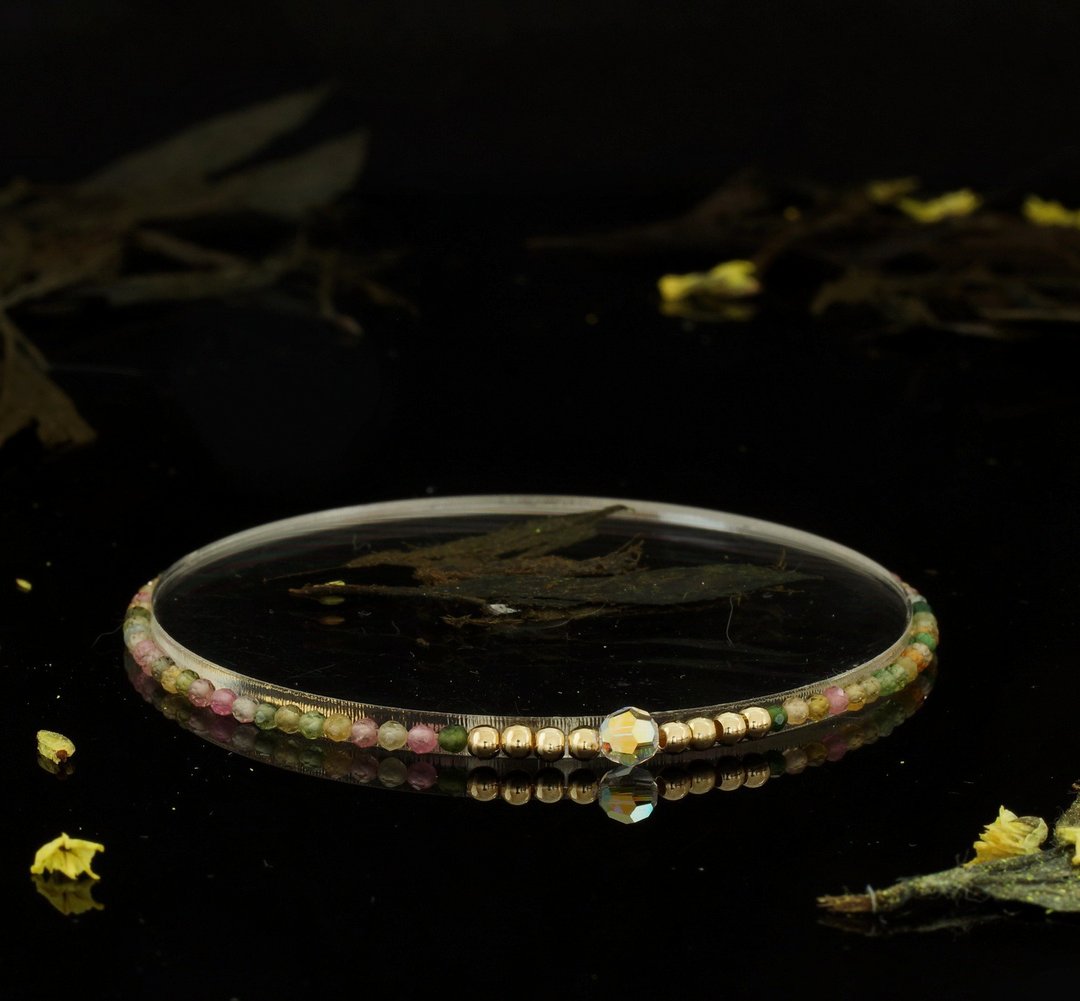 轻奢风 碧玺 14KGF Swarovski 水晶手链 - 手链/手环 - 宝石 