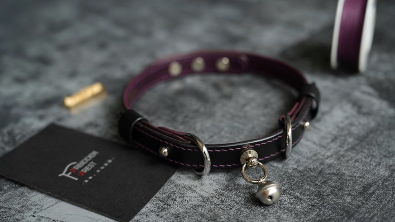 純手工牛皮項圈真皮choker頸圈 撞色設計 顏色可選 定制刻字禮物 - 项链 - 真皮 多色