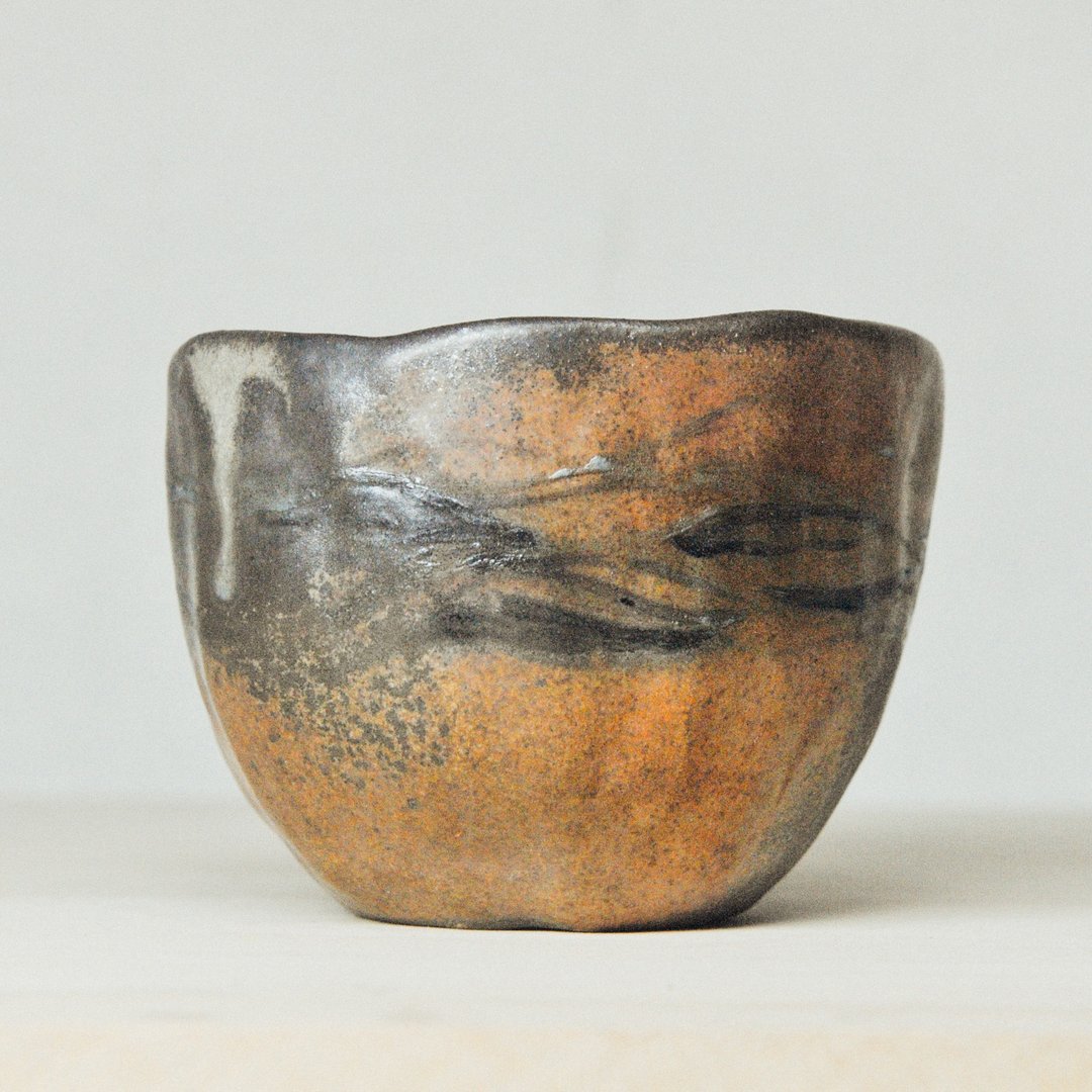 柴烧陶手作。波光粼粼金属茶杯 - 茶具/茶杯 - 陶 咖啡色