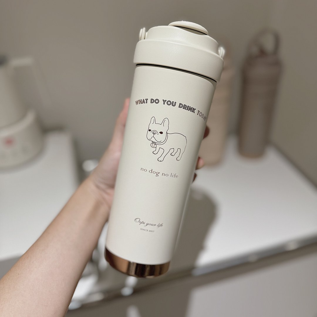 通过SGS检验 法斗胖丁手提随行杯750ml 304不锈钢陶瓷内胆 - 保温瓶/保温杯 - 不锈钢 白色