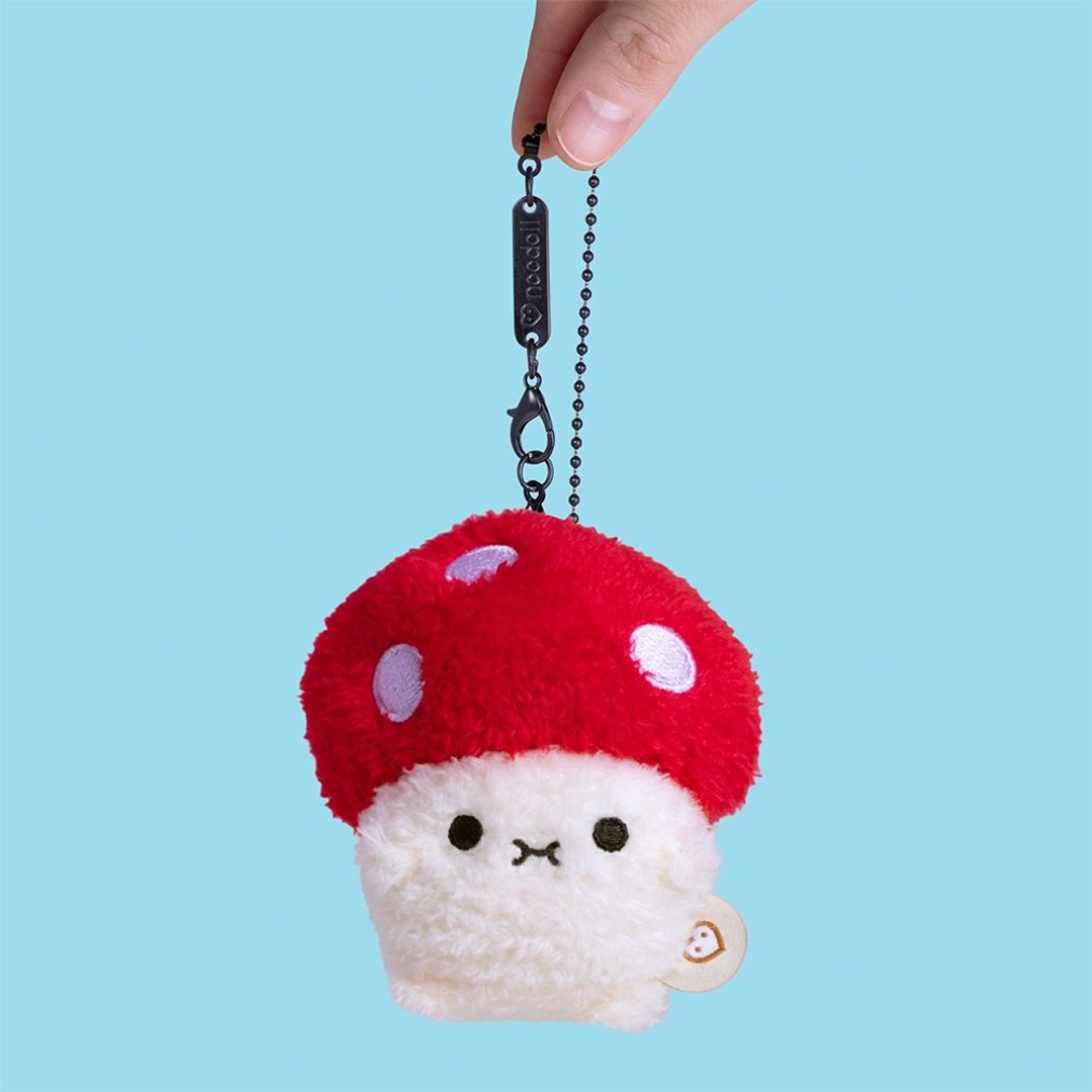 Ricemogu Keyring 蘑菇绒毛吊饰钥匙圈 - 玩偶/公仔 - 聚酯纤维 红色