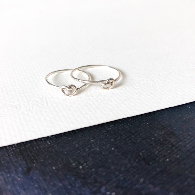 简爱-手工心形戒指 纯银 简约 情人节礼物 情侣戒 - 戒指 - 纯银 银色