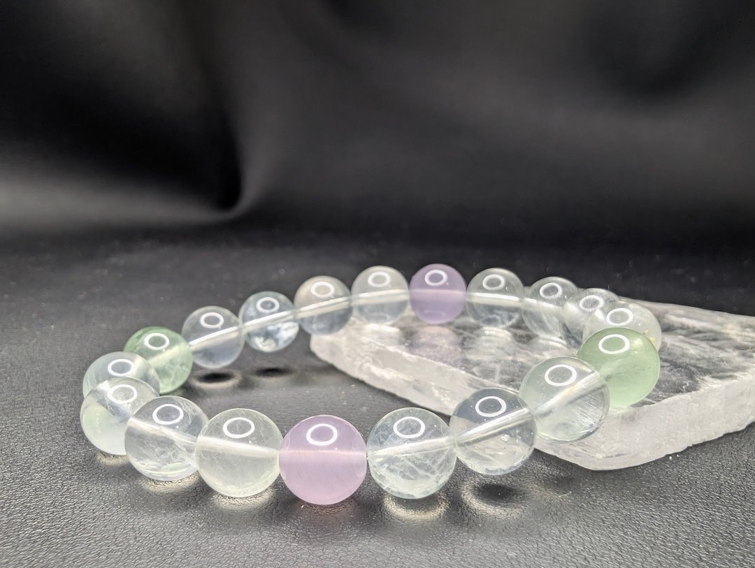 彩萤石 10mm 手串 手链 天然水晶 水晶 - 手链/手环 - 水晶 