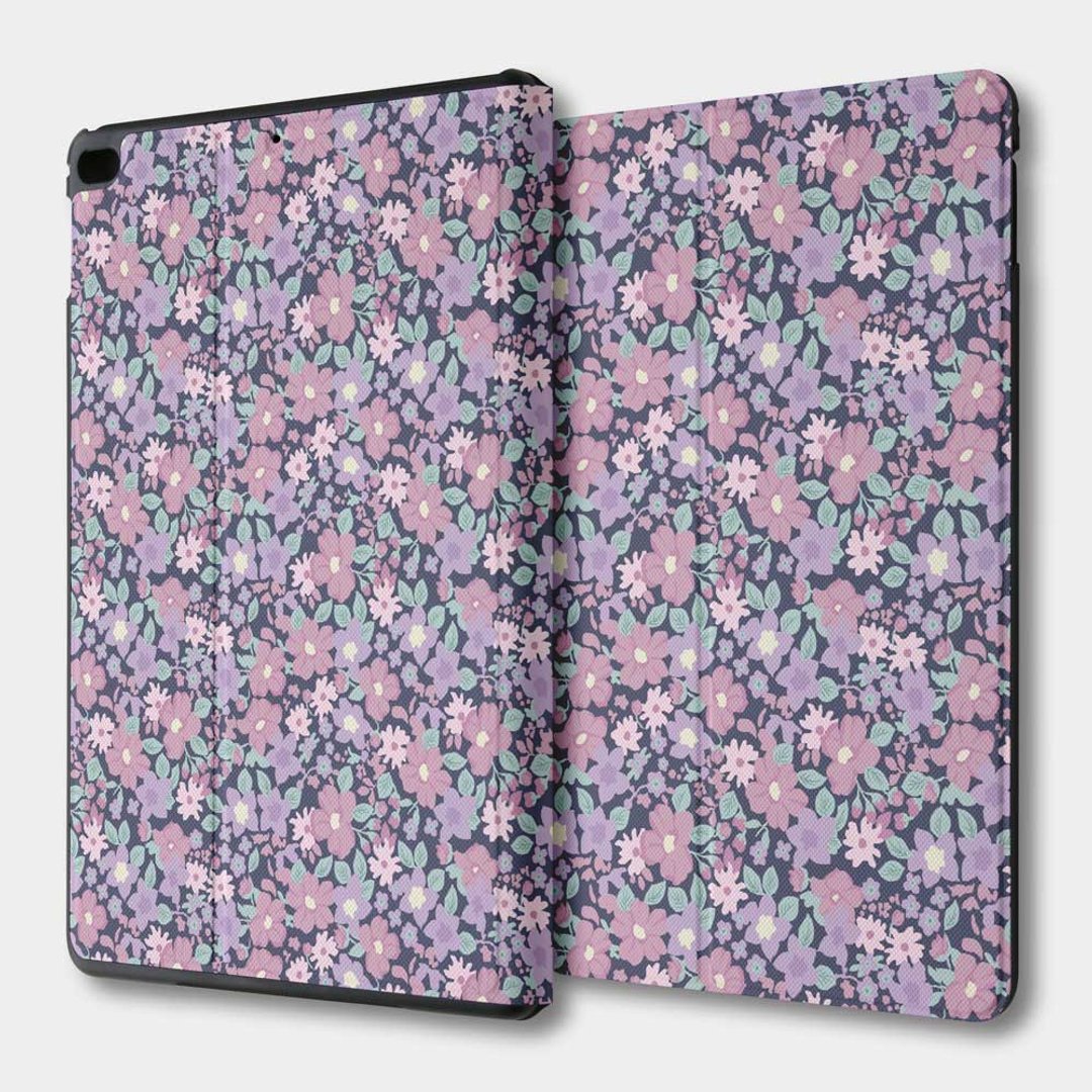 【出清优惠】蓝紫碎花 iPad mini 翻盖式保护套 平板皮套 085 - 平板/电脑保护壳 - 人造皮革 紫色