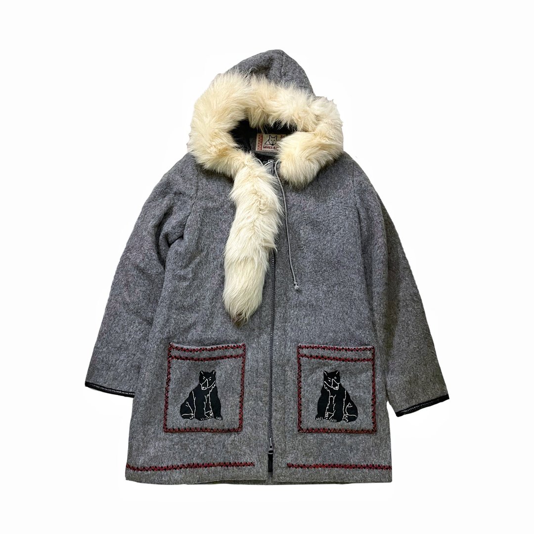 Vintage James Bay Eskimo Wool Coat 爱斯基摩北极熊刺绣羊毛大 - 女装休闲/机能外套 - 羊毛 灰色