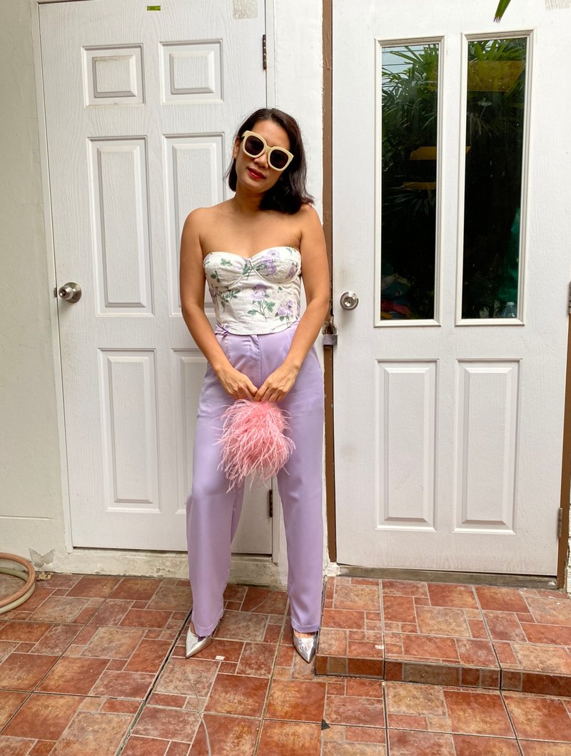 Ray dusty rose pink feathers mini bag for cocktail party - 手提包/手提袋 - 羽绒 粉红色