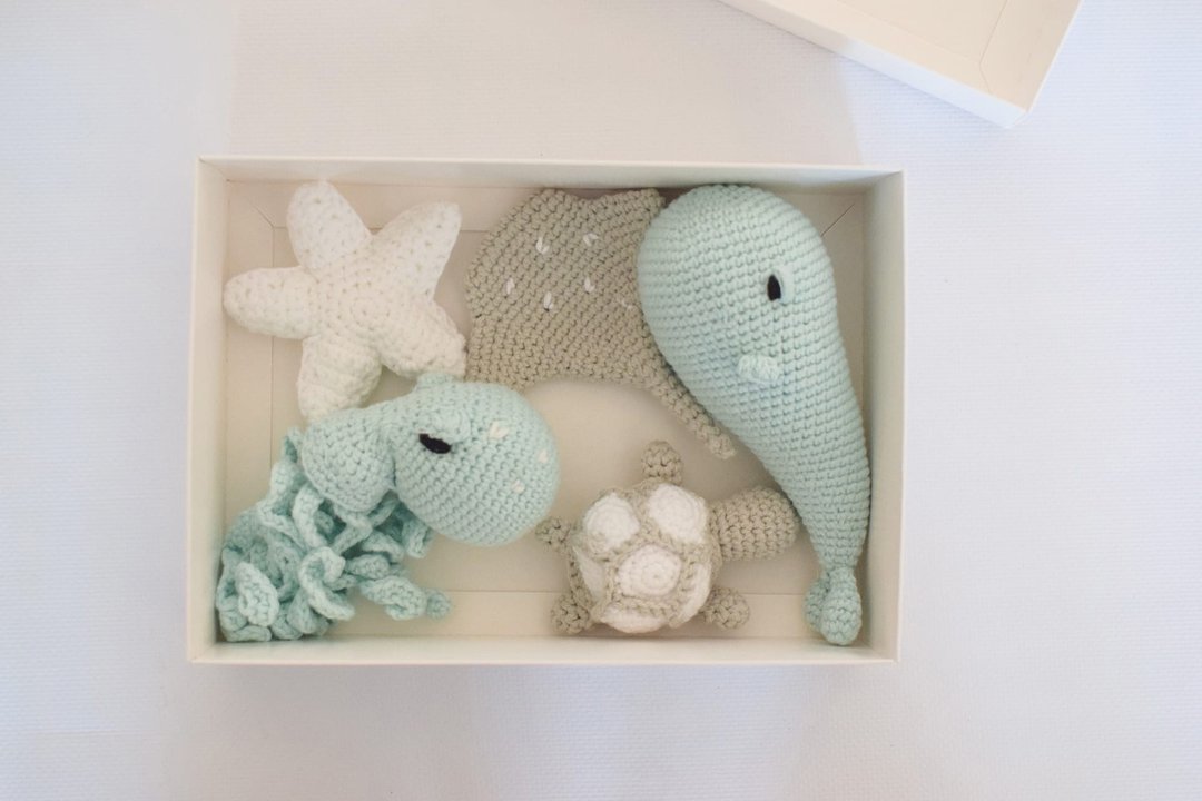 Set of baby toys for newborn Under the sea baby shower Crochet animals set - 玩具/玩偶 - 其他材质 多色