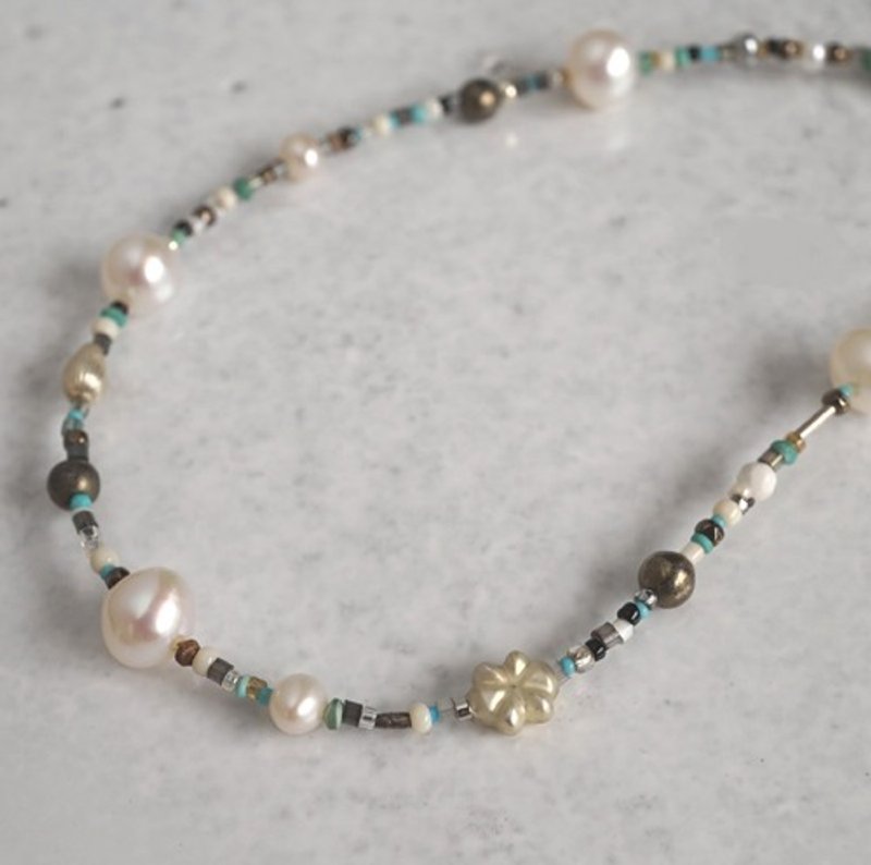 Vintage beads long necklace {OP150} - 项链 - 其他材质 