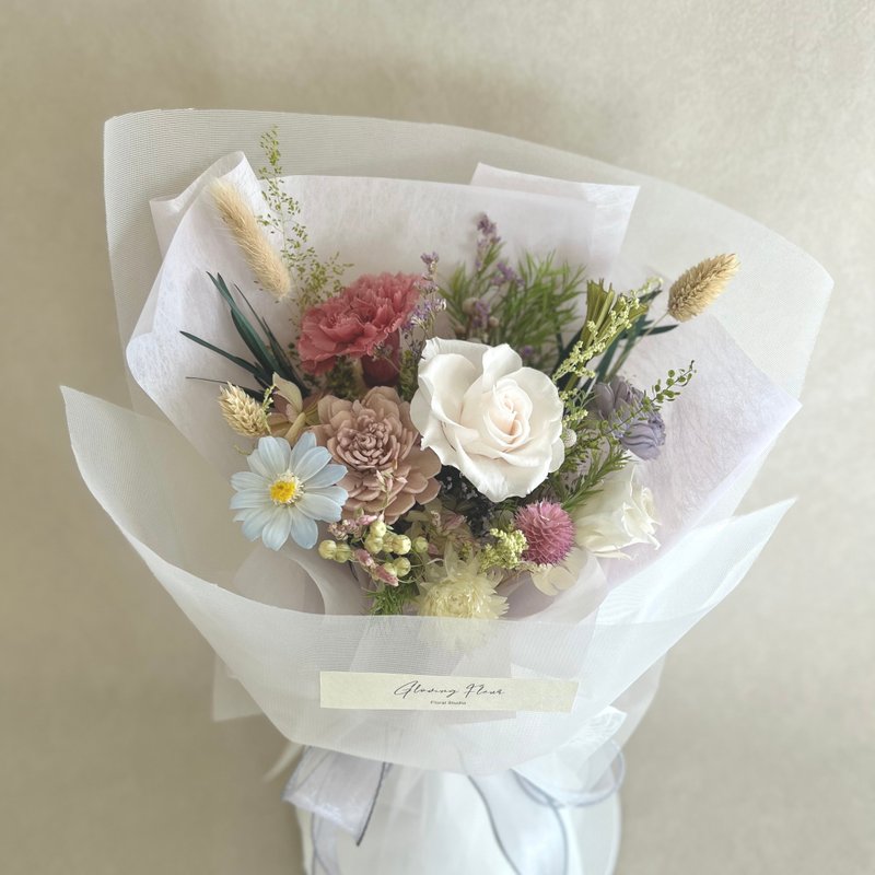 母亲节永生花束 清新奶茶粉色花礼 永生花花束 送妈妈花束 - 干燥花/捧花 - 植物．花 