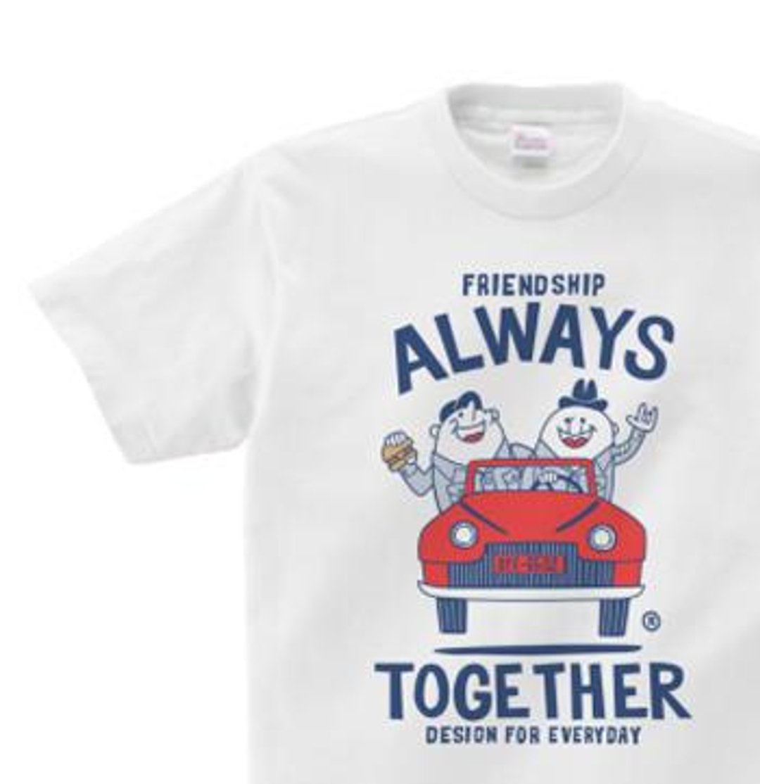 [Resale] Beans Man and retro car WS ~ WM • S ~ XL T-shirt order product] - 中性连帽卫衣/T 恤 - 棉 白色