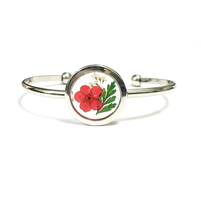 透明押花手镯 (Silver Framed Bangle) - 手链/手环 - 其他金属 红色