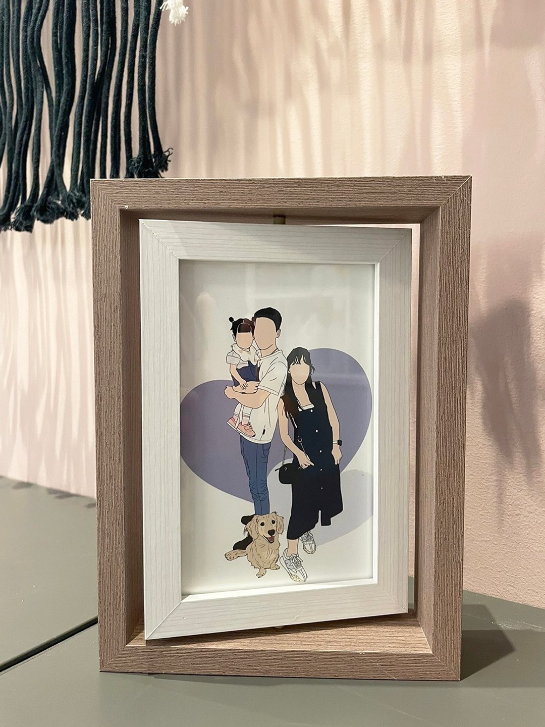 【来图定制】定制化礼品似颜绘北欧木质旋转相框 - 画框/相框 - 木头 咖啡色