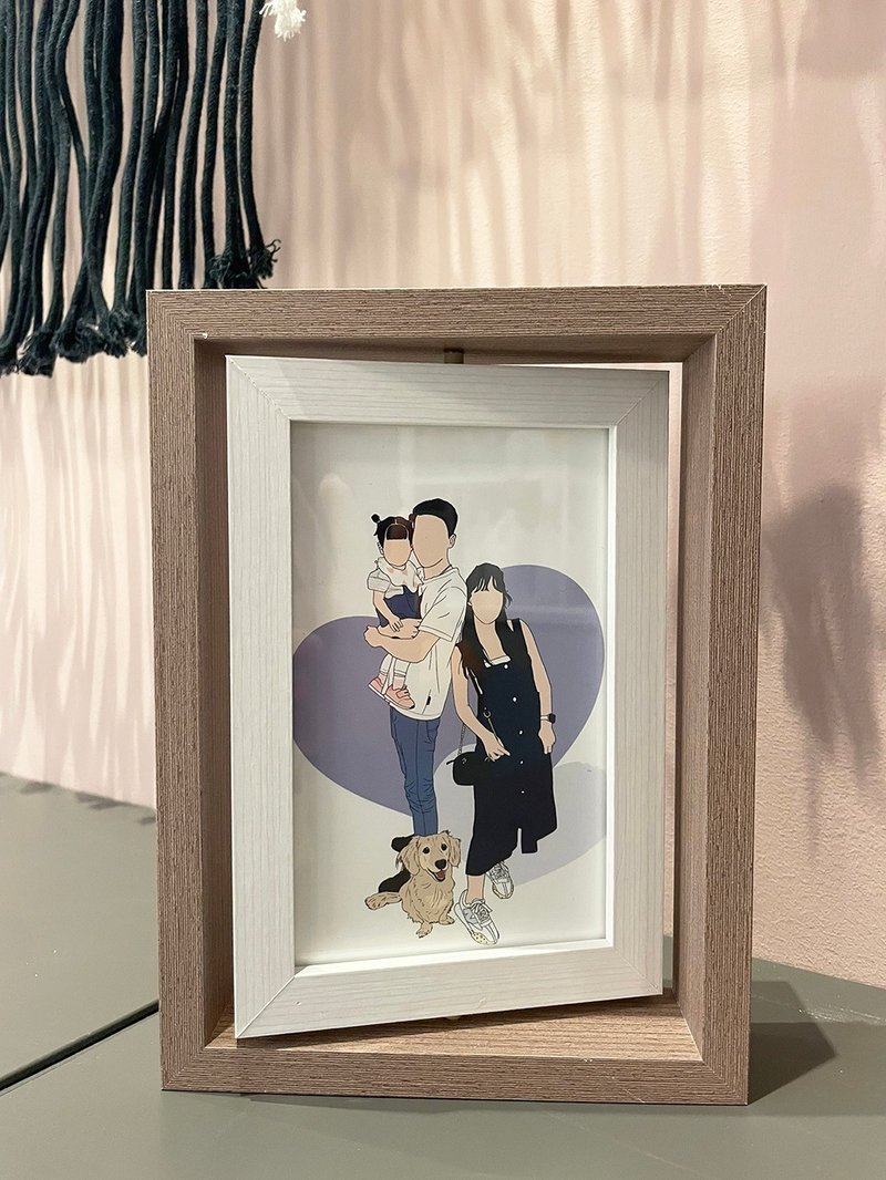 【来图定制】定制化礼品似颜绘北欧木质旋转相框 - 画框/相框 - 木头 咖啡色
