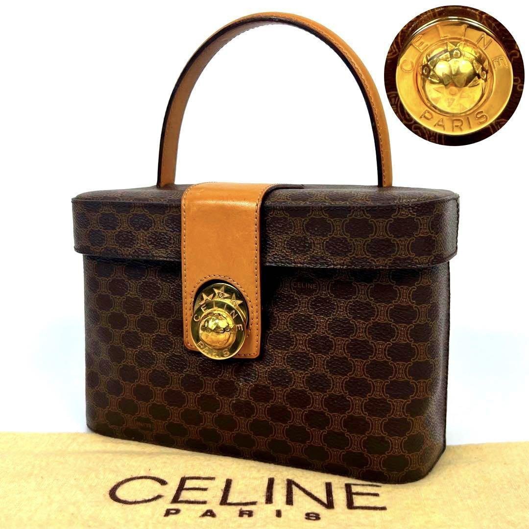 【LA LUNE】极稀有中古二手Celine旋转星球老花手提拿袋小化妆包 - 手提包/手提袋 - 真皮 黑色