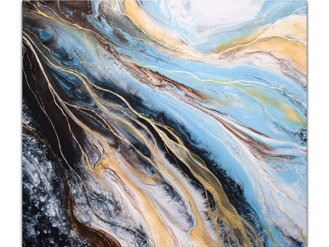 Blue Lagoon Art Abstract Acrylic Original Painting - 海报/装饰画/版画 - 其他材质 蓝色