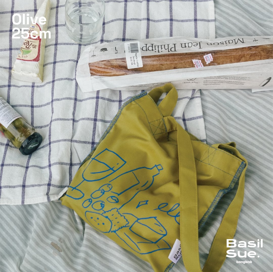 Basil bag - Olive and Wine 25 cm - 手提包/手提袋 - 棉 绿色