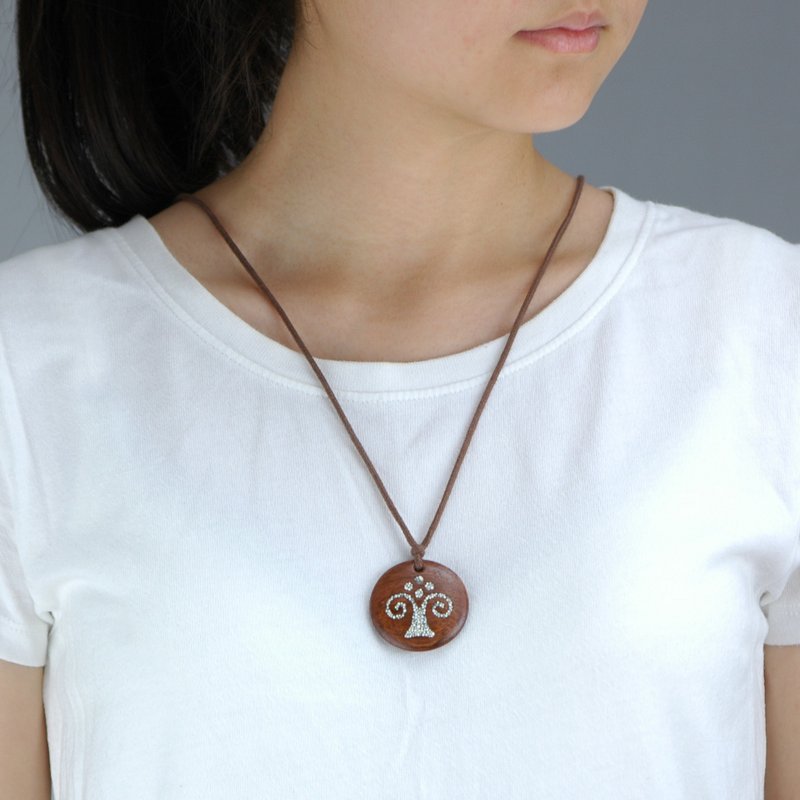 大地 项链 木雕刻 木头 木 - 项链 - 木头 咖啡色