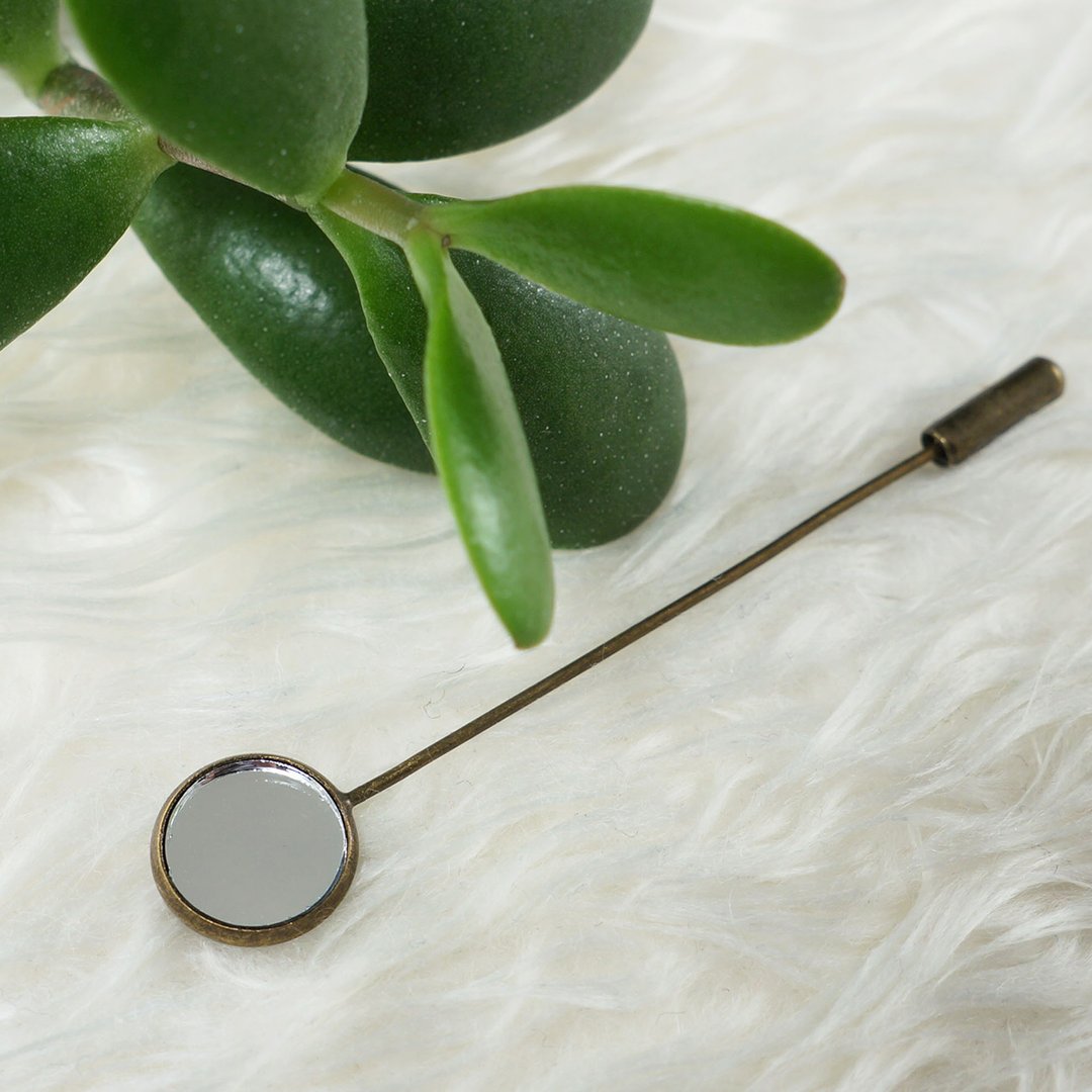 Glass Mirror Pin Brooch Evil Eye Protection Amulet Minimalist Pin Brooch Jewelry - 胸针 - 其他材质 卡其色