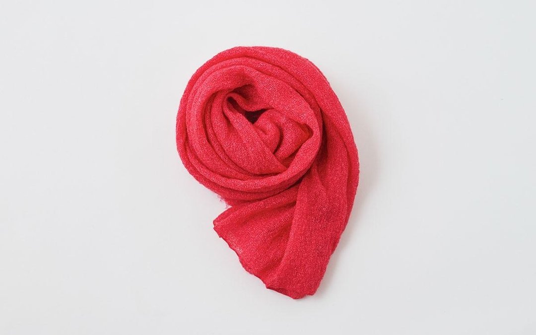 Mohair Linen Knit Stole Coral Pink - 丝巾 - 棉 粉红色