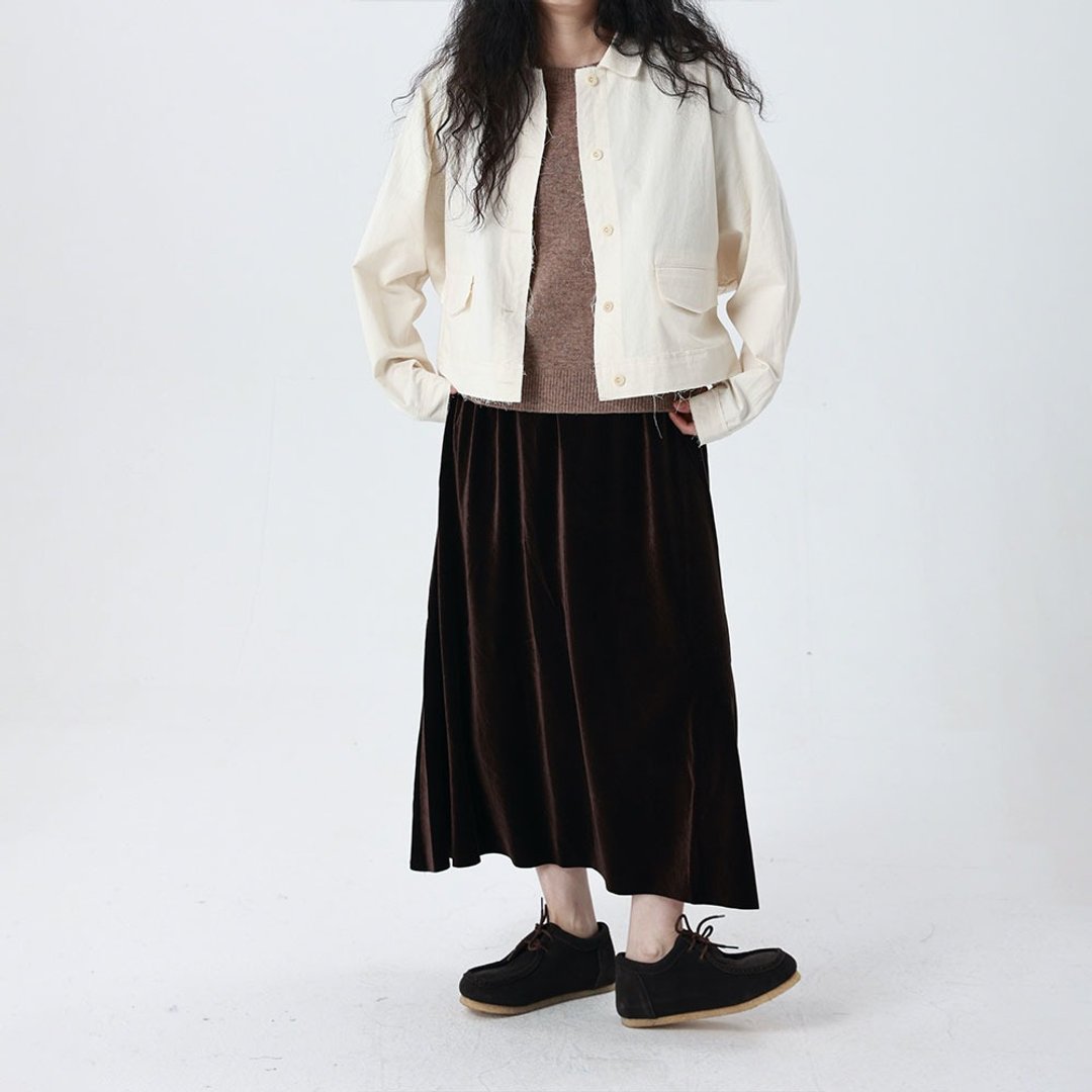 日系純棉砂洗蝙蝠袖短外套 | 連身袖毛邊拼縫 | 廓形襯衫上衣 - 女装休闲/机能外套 - 棉 多色