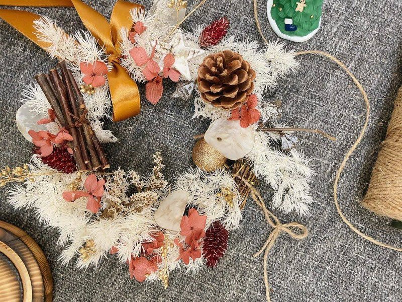 干燥花圈【白色圣诞】干燥花装饰 圣诞节礼物 圣诞花圈 开幕送礼 - 干燥花/捧花 - 植物．花 